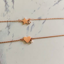 Load image into Gallery viewer, Dainty Heart, Butterfly or Star Bracelet in Rose / Yellow Gold Plating - Poisoned Apple UK