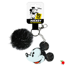 Load image into Gallery viewer, Disney Mickey Mouse Face Premium Pompom Keyring on Poisoned Apple
