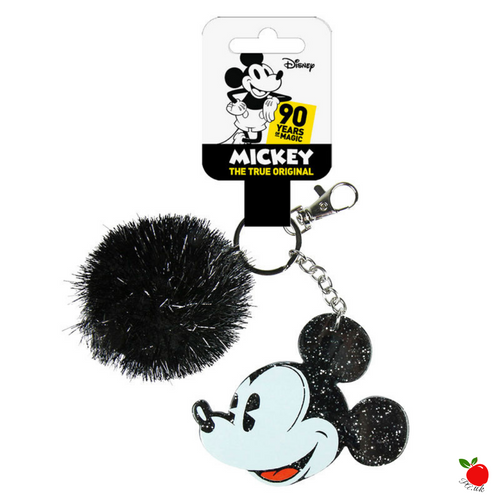 Disney Mickey Mouse Face Premium Pompom Keyring on Poisoned Apple