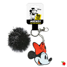 Load image into Gallery viewer, Disney Minnie Mouse Face Premium Pompom Keyring on Poisoned Apple

