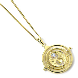 Harry Potter Time Turner Sterling Silver, Gold Plated Necklace embellished with Crystals - Poisoned Apple UK