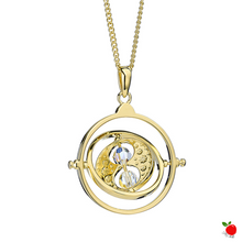 Load image into Gallery viewer, Harry Potter Time Turner Sterling Silver, Gold Plated Necklace embellished with Crystals - Poisoned Apple UK