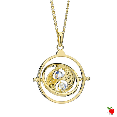 Harry Potter Time Turner Sterling Silver, Gold Plated Necklace embellished with Crystals - Poisoned Apple UK