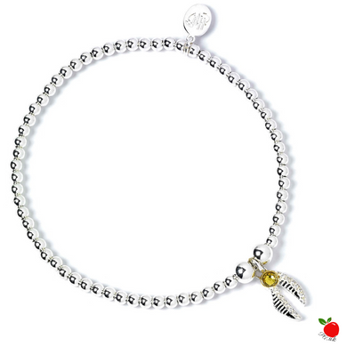 Harry Potter Sterling Silver Ball Bead Bracelet & Golden Snitch Charm with Crystal Elements - Poisoned Apple UK