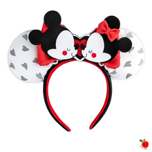 Load image into Gallery viewer, Loungefly Disney Mickey and Minnie Love Heart Headband Ears - Poisoned Apple UK
