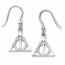 Load image into Gallery viewer, Harry Potter Deathly Hallows Drop Earrings Embellished with Crystals in Sterling Silver - Poisoned Apple UK
