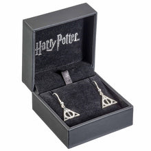 Load image into Gallery viewer, Harry Potter Deathly Hallows Drop Earrings Embellished with Crystals in Sterling Silver - Poisoned Apple UK
