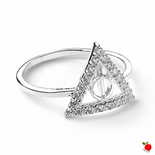 Load image into Gallery viewer, Harry Potter Deathly Hallows Ring Embellished with Crystals in Sterling Silver - Poisoned Apple UK