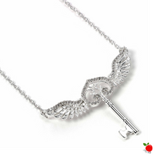Load image into Gallery viewer, Harry Potter Sterling Silver Flying Key Necklace with Crystals - Poisoned Apple UK