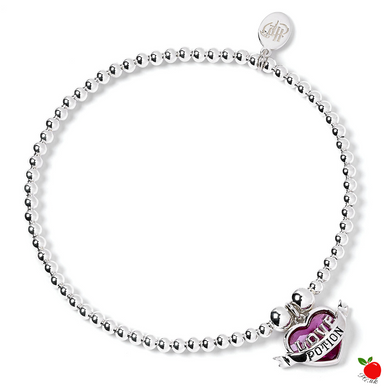 Harry Potter Sterling Silver Ball Bead Bracelet & Love Potion Charm with Crystal Elements - Poisoned Apple UK