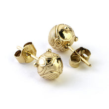 Load image into Gallery viewer, Harry Potter Golden Snitch Stud Earrings Gold Plating on Sterling Silver - Poisoned Apple UK

