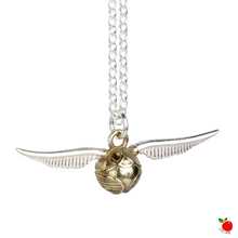 Load image into Gallery viewer, Harry Potter Golden Snitch Charm Necklace in Sterling Silver - Poisoned Apple UK