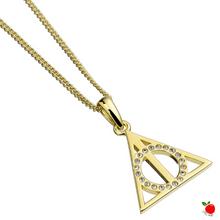 Load image into Gallery viewer, Harry Potter Deathly Hallows Sterling Silver, Gold Plated Necklace with Swarovski Crystals LE 1000 - Poisoned Apple UK