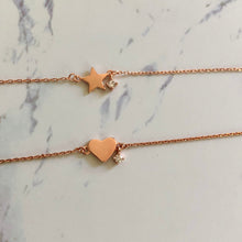 Load image into Gallery viewer, Dainty Heart, Butterfly or Star Bracelet in Rose / Yellow Gold Plating

