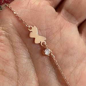 Dainty Heart, Butterfly or Star Bracelet in Rose / Yellow Gold Plating