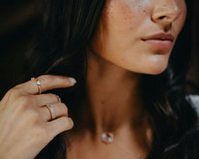 Load image into Gallery viewer, Pave Ring with Oval Zircon in Rose Gold Plated Silver
